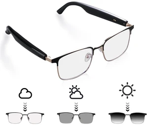 Smart Glasses for Men & Women with Photochromic Lenses, Bluetooth 5.3, Polarized, Blue Light Blocking, Open-Ear Speakers, Lightweight Smart Glasses for Men & Women with Photochromic Lenses, Bluetooth 5.3, Polarized, Blue Light Blocking, Open-Ear Speakers, Lightweight