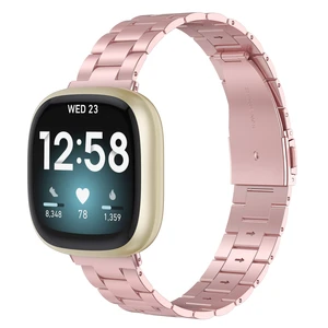 Compatible with Fitbit Versa 4/3 Bands/Fitbit Sense Bands for Women Men, Stainless Steel Ultra-Thin Lightweight Metal Replacement Strap for Versa 4/Sense (Rose Pink) Compatible with Fitbit Versa 4/3 Bands/Fitbit Sense Bands for Women Men, Stainless Steel Ultra-Thin Lightweight Metal Replacement Strap for Versa 4/Sense (Rose Pink)