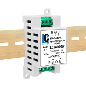 5V 12V Power Supply din Rail2A 0.8A,Dual Output 10W,Input 100-240Vac,120VAC 115v to 5 Volt, LED, CCTV, Arduino, DIY Electronics Transformer Converter 5V 12V Power Supply din Rail2A 0.8A,Dual Output 10W,Input 100-240Vac,120VAC 115v to 5 Volt, LED, CCTV, Arduino, DIY Electronics Transformer Converter