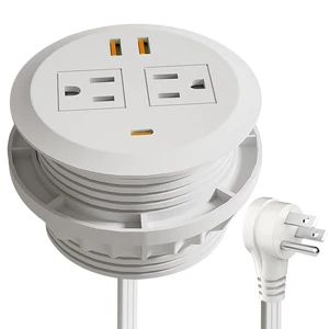 3-inch Desktop Power Grommet,GaN 65W PD USB-C,6.3ft Cord,White Fast Charging for Laptop,Easy Install,Flat Plug,Fits 3-1/8-in Hole,Flush Mount Desk Outlet,Home Office Essentials,ETL Listed 3-inch Desktop Power Grommet,GaN 65W PD USB-C,6.3ft Cord,White Fast Charging for Laptop,Easy Install,Flat Plug,Fits 3-1/8-in Hole,Flush Mount Desk Outlet,Home Office Essentials,ETL Listed