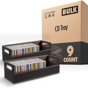 CD Storage Box 9 Count Organizer Shelf for DVDs Cassette Tapes or CDs Faux Leather Brown Holds Up to 40 Discs CD Storage Box 9 Count Organizer Shelf for DVDs Cassette Tapes or CDs Faux Leather Brown Holds Up to 40 Discs
