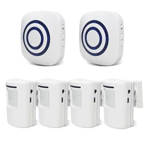 Motion Sensor Alarm Indoor for Home Security, 2 Receivers, 4 Sensors Doorbell Chime Sound, 300Ft Range, 38 Tunes, 4 Level Volume, Mute Mode, for Home Apartment Store, Indoor Use Only Motion Sensor Alarm Indoor for Home Security, 2 Receivers, 4 Sensors Doorbell Chime Sound, 300Ft Range, 38 Tunes, 4 Level Volume, Mute Mode, for Home Apartment Store, Indoor Use Only