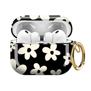 for AirPods Pro 3 Case, Compatible with AirPods Pro 3rd Generation Case (2025), Shockproof Protective Cover with Golden Carabine (Cute Black Floral) for AirPods Pro 3 Case, Compatible with AirPods Pro 3rd Generation Case (2025), Shockproof Protective Cover with Golden Carabine (Cute Black Floral)