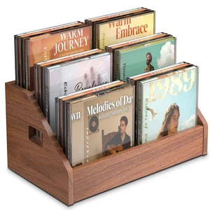 3 Tier CD Holder,Wood CD Storage Rack,CD/DVD Display Stand Holds 24 Jewel Cases,CD Organizer with Handles for CD DVD Cassettes Tapes,Rustic Brown for Home Office & Music Lovers 3 Tier CD Holder,Wood CD Storage Rack,CD/DVD Display Stand Holds 24 Jewel Cases,CD Organizer with Handles for CD DVD Cassettes Tapes,Rustic Brown for Home Office & Music Lovers