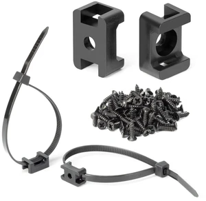Saddle Type Zip Tie Mounts Base Kit, 8" Ties, Screws 200Pcs Each Wire Clips Anchor Management Fastener for Baseboard, Wall or Desk, Black Saddle Type Zip Tie Mounts Base Kit, 8" Ties, Screws 200Pcs Each Wire Clips Anchor Management Fastener for Baseboard, Wall or Desk, Black