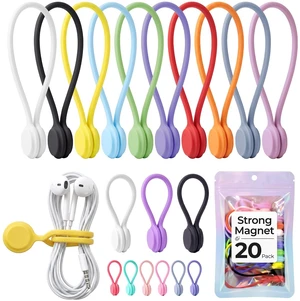 Reusable Silicone Magnetic Cable Ties, Multicolored, 30-PackLong & Short Cable Strap Tie for Bundling Electronics Wire,Home Office Travel Essentials Accessories Reusable Silicone Magnetic Cable Ties, Multicolored, 30-PackLong & Short Cable Strap Tie for Bundling Electronics Wire,Home Office Travel Essentials Accessories