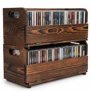 2-Pack Solid Wood CD Storage Boxes, Holds 70 Pcs, CD storage rack Stackable 2-Pack Solid Wood CD Storage Boxes, Holds 70 Pcs, CD storage rack Stackable
