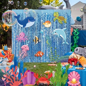 43 Pcs Under the Sea Party Decorations 2 Pcs 3.3 x 6.6 ft Blue Wavy Tinsel Foil Fringe Curtain 41 Ocean Animals Cutout Cards Ocean Themed Classroom Birthday Decor 43 Pcs Under the Sea Party Decorations 2 Pcs 3.3 x 6.6 ft Blue Wavy Tinsel Foil Fringe Curtain 41 Ocean Animals Cutout Cards Ocean Themed Classroom Birthday Decor