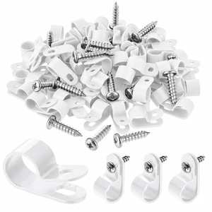 100 Pcs 1/2inch Rope Light Clips P-Style White Cable Clamps Outside Mounting Cable Plastic Clamps, Compatible with Stainless Steel Screw, for Wire Cord Management, Reinforced & Thickened Design 100 Pcs 1/2inch Rope Light Clips P-Style White Cable Clamps Outside Mounting Cable Plastic Clamps, Compatible with Stainless Steel Screw, for Wire Cord Management, Reinforced & Thickened Design