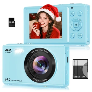 Digital Camera, 4K 44MP Autofocus Point and Shoot Camera with 16X Zoom 2.4" LCD Portable Compact Camera for Kids Teens Boys Girls Adults Digital Camera, 4K 44MP Autofocus Point and Shoot Camera with 16X Zoom 2.4" LCD Portable Compact Camera for Kids Teens Boys Girls Adults