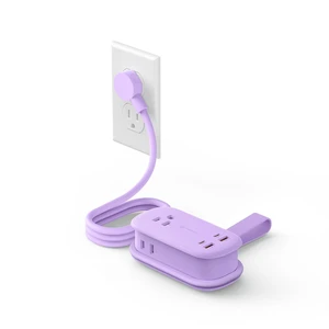 PhiPlug Travel Power Strip 7 in 1 45W GaN Flat Plug Purple Flat Extension Cord 3 AC 2 USB C 2 USB A PD 45W GaN On/Off Charging Station Outlet Extender for Family Trips - PP PhiPlug Travel Power Strip 7 in 1 45W GaN Flat Plug Purple Flat Extension Cord 3 AC 2 USB C 2 USB A PD 45W GaN On/Off Charging Station Outlet Extender for Family Trips - PP