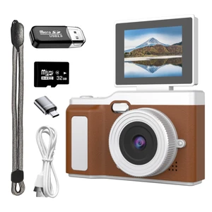 Digital Camera, Digital Camera with Flip Screen Portable Camera (Brown) 180° Flip Screen, Point and Shoot for Photography Retro Collectible Camera for Beginner, Travel, Parties, Birthday Digital Camera, Digital Camera with Flip Screen Portable Camera (Brown) 180° Flip Screen, Point and Shoot for Photography Retro Collectible Camera for Beginner, Travel, Parties, Birthday
