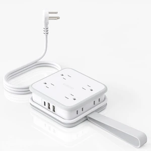 Flat Plug Power Strip - 8 Widely Outlets with 3 USB (1 USB C), 3 Side Outlet Extender, 5 ft Extension Cord, Wall Mount, Overload Protection, Compact Power Strip for Home Office Dorm Room Flat Plug Power Strip - 8 Widely Outlets with 3 USB (1 USB C), 3 Side Outlet Extender, 5 ft Extension Cord, Wall Mount, Overload Protection, Compact Power Strip for Home Office Dorm Room