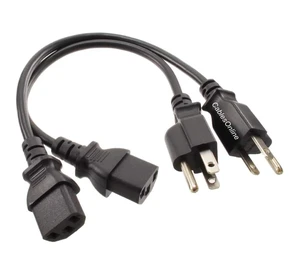 CablesOnline 2-Pack 1ft. Short 3-Conductor PC Power Cord, 18AWG, NEMA 5-15p to IEC C13 Cable, PC-111-2 CablesOnline 2-Pack 1ft. Short 3-Conductor PC Power Cord, 18AWG, NEMA 5-15p to IEC C13 Cable, PC-111-2