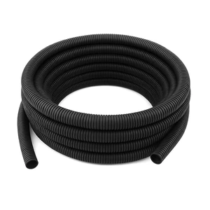 Corrugated Non-Split Conduit, Black Wire Tubing for High-Temperature Automotive Harness and Indoor Outdoor Wire Management - 25ft Length (Inner Diameter 3/4") Corrugated Non-Split Conduit, Black Wire Tubing for High-Temperature Automotive Harness and Indoor Outdoor Wire Management - 25ft Length (Inner Diameter 3/4")