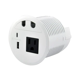 Desktop Power Grommet with 33W Fast Charging USB-A+C, with 1 AC Power Outlet and 4.5FT Extension Cord Recessed Power Outlet for Conference Rooms, Office Tables, Furniture (White) Desktop Power Grommet with 33W Fast Charging USB-A+C, with 1 AC Power Outlet and 4.5FT Extension Cord Recessed Power Outlet for Conference Rooms, Office Tables, Furniture (White)
