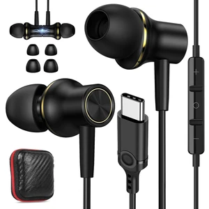 USB C Earbud for iPhone 18 Pro Max Duo 17 Air 16 Plus/iPad Black Gold Type C Earphones with Mic Case Stereo Magnetic Cord Wired Headphones for Samsung S26 S25 Ultra S24+ S23 Flip/Pixel 11 10 9 8 USB C Earbud for iPhone 18 Pro Max Duo 17 Air 16 Plus/iPad Black Gold Type C Earphones with Mic Case Stereo Magnetic Cord Wired Headphones for Samsung S26 S25 Ultra S24+ S23 Flip/Pixel 11 10 9 8