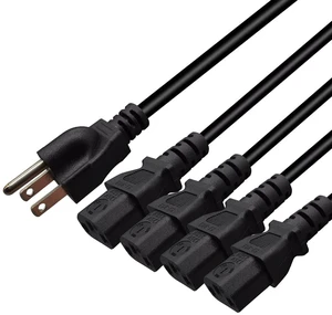 Computer Power Splitter Cord, NEMA 5-15P to 4X C13 - C13 Y-Cable, Power Cord Y Splitter Cable - Power 4 Monitors at Once (3ft/1m, 5-15P to 4XC13) Computer Power Splitter Cord, NEMA 5-15P to 4X C13 - C13 Y-Cable, Power Cord Y Splitter Cable - Power 4 Monitors at Once (3ft/1m, 5-15P to 4XC13)