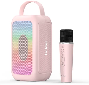 Portable Bluetooth Speaker with a Wireless Mic, Pink 16H Playtime Wireless Speakers, Peak Singing Machine with Microphone, Magic Sound, Echo, EQ Mode Portable Bluetooth Speaker with a Wireless Mic, Pink 16H Playtime Wireless Speakers, Peak Singing Machine with Microphone, Magic Sound, Echo, EQ Mode