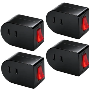 2 Prong Outlet Extender with ON/Off Switch (4 Pack), Single Port Plug-in Switch for Outlet Adapter Wall Plug, 15A 125V AC for Kitchen, Christmas Lights,Lamp,Table Fans,Home,Travel, ETL Listed,Black 2 Prong Outlet Extender with ON/Off Switch (4 Pack), Single Port Plug-in Switch for Outlet Adapter Wall Plug, 15A 125V AC for Kitchen, Christmas Lights,Lamp,Table Fans,Home,Travel, ETL Listed,Black