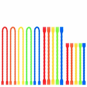 15Pcs 3-12Inch Silicone Cable Ties Reusable Steel-Core Wire Twist Tie Strap Colorful Rubber Ties for Bundling and Organizing Bendable Holder Strap for Indoor and Out All Purpose, 5 Colors 15Pcs 3-12Inch Silicone Cable Ties Reusable Steel-Core Wire Twist Tie Strap Colorful Rubber Ties for Bundling and Organizing Bendable Holder Strap for Indoor and Out All Purpose, 5 Colors