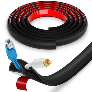 Silicone Cord Hider for 1-3 Wires on Wall, 118in D-Shape Cable Hider Flexible Cable Raceway Kit, Cord Covers Hide Wires Along Wall, Wall Cable Management in Home Office, 0.7" W x 0.4" H, Black Silicone Cord Hider for 1-3 Wires on Wall, 118in D-Shape Cable Hider Flexible Cable Raceway Kit, Cord Covers Hide Wires Along Wall, Wall Cable Management in Home Office, 0.7" W x 0.4" H, Black
