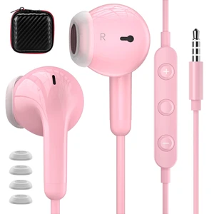 3.5mm Wired Earbuds in-Ear Headphones for MacBook Pro Air/Laptop/PC Pink Aux Corded Earphones with 3.5mm Jack Microphone Volume Control Plug-in Ear Buds for iPhone/Samsung/Android/Switch/Kid/School 3.5mm Wired Earbuds in-Ear Headphones for MacBook Pro Air/Laptop/PC Pink Aux Corded Earphones with 3.5mm Jack Microphone Volume Control Plug-in Ear Buds for iPhone/Samsung/Android/Switch/Kid/School