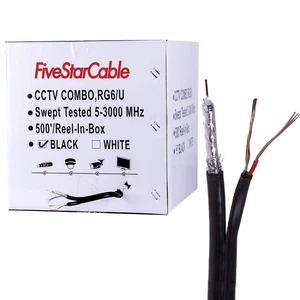 FiveStarCable Siamese RG6 Coaxial Cable with 18AWG Power Wire 500 ft. Combo CCTV Cable for Security Cameras, DVR, and Video Surveillance Systems RG6/U + 18/2 Color Black FiveStarCable Siamese RG6 Coaxial Cable with 18AWG Power Wire 500 ft. Combo CCTV Cable for Security Cameras, DVR, and Video Surveillance Systems RG6/U + 18/2 Color Black