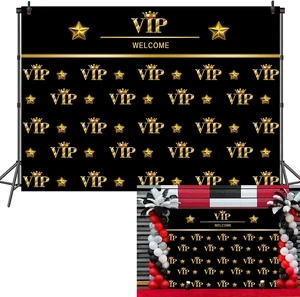 VIP Backdrop 8x6ft Gold Red Carpet Party Photo Booth Welcome Banner Decor 8x6ft VIP red carpet backdrop, perfect for birthday, gala, photo booth, party events. Durable vinyl HD print, easy hang VIP Backdrop 8x6ft Gold Red Carpet Party Photo Booth Welcome Banner Decor 8x6ft VIP red carpet backdrop, perfect for birthday, gala, photo booth, party events. Durable vinyl HD print, easy hang