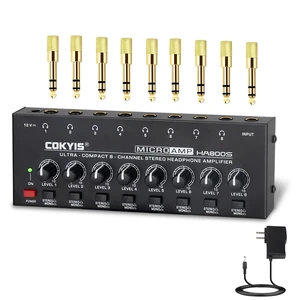 Headphone Amplifier - Stereo/Mono Switching Ultra-Compact Audio Mini Amplifier with Power Upgraded Headphone Amplifier 8 Channel Suitable for Sound Mixer, Metal, HA800S Headphone Amplifier - Stereo/Mono Switching Ultra-Compact Audio Mini Amplifier with Power Upgraded Headphone Amplifier 8 Channel Suitable for Sound Mixer, Metal, HA800S