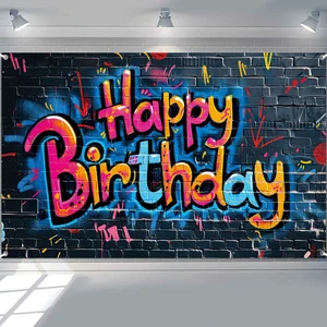 7x5ft Graffiti Birthday Party Backdrop Colorful Happy Birthday Banner for Girls Boys Street Art Spray Paint Wall Photography Background Graffiti Party Decorations Supplies 7x5ft Graffiti Birthday Party Backdrop Colorful Happy Birthday Banner for Girls Boys Street Art Spray Paint Wall Photography Background Graffiti Party Decorations Supplies