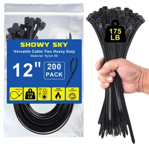 Zip Ties Heavy Duty 12 Inch, 200-Pack 175 Lb Industrial Cable Ties Extra Strong Tie Wraps Self-locking for Indoor or Outdoor use, Home and Automotive UV resistant Zip Ties Heavy Duty 12 Inch, 200-Pack 175 Lb Industrial Cable Ties Extra Strong Tie Wraps Self-locking for Indoor or Outdoor use, Home and Automotive UV resistant