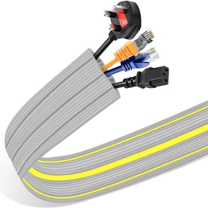 Floor Cord Cover 3.3 ft, Cord Covers for Wires on Floor, Extension Cable Cover 3 Channels Cord Hider Floor Cable Management, Heavy Duty PVC Duct, Gray Floor Cord Cover 3.3 ft, Cord Covers for Wires on Floor, Extension Cable Cover 3 Channels Cord Hider Floor Cable Management, Heavy Duty PVC Duct, Gray