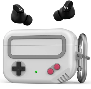 for Beats Studio Buds (+Plus) Case Silicone Game Design Retro gaming style, wireless charging, full protection, carabiner included, Light gray for Beats Studio Buds (+Plus) Case Silicone Game Design Retro gaming style, wireless charging, full protection, carabiner included, Light gray