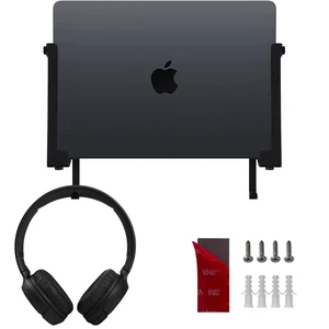 Aluminum Laptop/Tablet Wall Mount up to 1.6 inchs Thick (Black) Macbook & iPad Holder, Headphone Hook, Anti-Scratch Pads, Adjustable Thickness, No Drill Adhesive Or Screw-On Installation Aluminum Laptop/Tablet Wall Mount up to 1.6 inchs Thick (Black) Macbook & iPad Holder, Headphone Hook, Anti-Scratch Pads, Adjustable Thickness, No Drill Adhesive Or Screw-On Installation