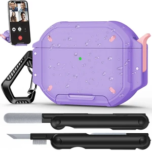 for AirPods Pro 3 Case IP68 Waterproof with Safety Lock & Phone Stand, Rugged Tough Hard Shell Case for AirPods Pro 3rd Gen 2025 Cover with Cleaner & Keychain for Men Women, Poweful Drop Protection for AirPods Pro 3 Case IP68 Waterproof with Safety Lock & Phone Stand, Rugged Tough Hard Shell Case for AirPods Pro 3rd Gen 2025 Cover with Cleaner & Keychain for Men Women, Poweful Drop Protection
