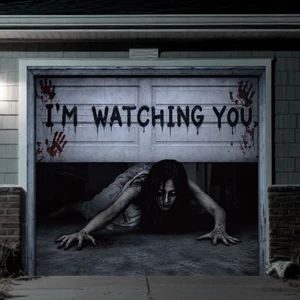 7 x 8 ft Halloween Garage Door Cover Ghost, Watching You Garage Decoration, for Single or Double Garage Door, Haunted House Garage, Halloween Horror Decor 7 x 8 ft Halloween Garage Door Cover Ghost, Watching You Garage Decoration, for Single or Double Garage Door, Haunted House Garage, Halloween Horror Decor