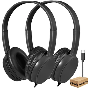 Kids USB C Wired On-Ear Headphones 2-Pack, Adjustable Headset for School Classroom Students, Compatible with Chromebooks, Laptops, Tablets and Smartphones, Black Kids USB C Wired On-Ear Headphones 2-Pack, Adjustable Headset for School Classroom Students, Compatible with Chromebooks, Laptops, Tablets and Smartphones, Black