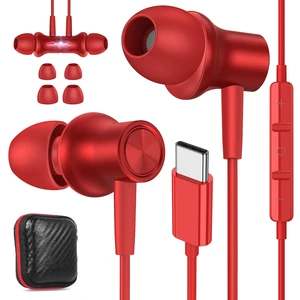 USB C Earbuds for Samsung S25 S26 Ultra S24+ S23 Fe S22, Red Type C Earphone with Mic Stereo Magnetic Corded USBC Headphone for iPhone 18 Pro Max Duo 17 Air 16 15 Plus/iPad/Pixel 11 10 9 USB C Earbuds for Samsung S25 S26 Ultra S24+ S23 Fe S22, Red Type C Earphone with Mic Stereo Magnetic Corded USBC Headphone for iPhone 18 Pro Max Duo 17 Air 16 15 Plus/iPad/Pixel 11 10 9