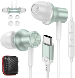 Wired Earbuds USB C for Samsung S26 S25 Ultra S24 S22 S23 Fe Green Type C Headphone with Mic Stereo Magnet Case Corded Earphone for iPhone 18 Pro Max Duo 17 Air 16 15 Plus/iPad/Pixel 11 10 9 Wired Earbuds USB C for Samsung S26 S25 Ultra S24 S22 S23 Fe Green Type C Headphone with Mic Stereo Magnet Case Corded Earphone for iPhone 18 Pro Max Duo 17 Air 16 15 Plus/iPad/Pixel 11 10 9