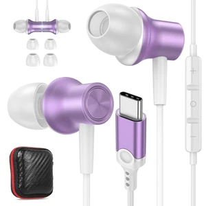 USB C Earbuds for iPhone 18 Pro Max Duo 17 Air 16 15 Plus/iPad, Purple Type C Earphones with Mic Case Stereo Magnet Cord Wired Earbuds for Samsung S26 S25 S24 Ultra S23 S22 Flip/Pixel 11 10 9 8 USB C Earbuds for iPhone 18 Pro Max Duo 17 Air 16 15 Plus/iPad, Purple Type C Earphones with Mic Case Stereo Magnet Cord Wired Earbuds for Samsung S26 S25 S24 Ultra S23 S22 Flip/Pixel 11 10 9 8
