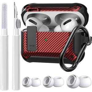 for Airpods Pro 2 Gen/Pro Case Lock with Cleaner kit&Replacement Ear Tips(S/M/L), Rugged Air Pod Pro 2nd/1st Generation Protective Cover for iPod Pro (2023/2022/2019) with Keychain, Black/Red for Airpods Pro 2 Gen/Pro Case Lock with Cleaner kit&Replacement Ear Tips(S/M/L), Rugged Air Pod Pro 2nd/1st Generation Protective Cover for iPod Pro (2023/2022/2019) with Keychain, Black/Red