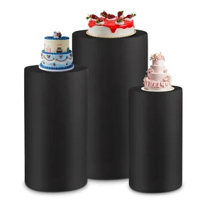 Cylinder Pedestal Covers, Set of 3 (S+M+L), Black, Only Cloth Spandex Display Cylinder Covers, Plinth Pillar Cover for Birthday Party Wedding Baby Shower Dessert Tables Decor Cylinder Pedestal Covers, Set of 3 (S+M+L), Black, Only Cloth Spandex Display Cylinder Covers, Plinth Pillar Cover for Birthday Party Wedding Baby Shower Dessert Tables Decor