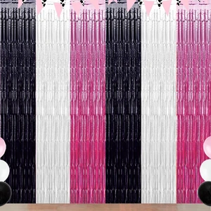 Pink Halloween Party Decorations Backdrops Streamer, 3 Pack Pink Black White Foil Fringe Tinsel Curtains, Cow Print Photo Booth Props Halloween Birthday Party Decorations Pink Halloween Party Decorations Backdrops Streamer, 3 Pack Pink Black White Foil Fringe Tinsel Curtains, Cow Print Photo Booth Props Halloween Birthday Party Decorations