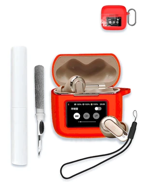 Case for JBL Tour Pro 3 - True Wireless Noise Cancelling Earbuds, Soft Silicone Protective Portable Scratch Shock Resistant with 2pack Screen Protector &Cleaner Kit & Carabiner & LanyardRed Case for JBL Tour Pro 3 - True Wireless Noise Cancelling Earbuds, Soft Silicone Protective Portable Scratch Shock Resistant with 2pack Screen Protector &Cleaner Kit & Carabiner & LanyardRed