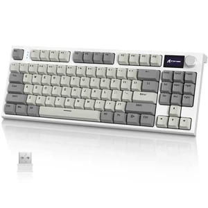 RK86 RGB 75% Wireless Gasket Mechanical Keyboard,Triple Mode Bluetooth5.0/2.4G/USB-C 82 Keys Hot Swappable Gaming Keyboard 4000 mAH Battery w/Knob & 1.2'' HD OLED Display,Linear Switches RK86 RGB 75% Wireless Gasket Mechanical Keyboard,Triple Mode Bluetooth5.0/2.4G/USB-C 82 Keys Hot Swappable Gaming Keyboard 4000 mAH Battery w/Knob & 1.2'' HD OLED Display,Linear Switches