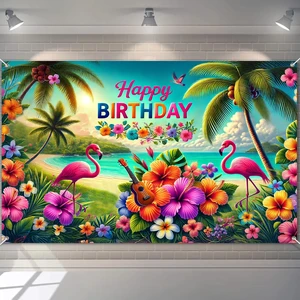 Hawaiian Theme Banner 84x60 Inch Luau Party Hawaiian Birthday Backdrop Tropical Theme Decoration Beach Theme Background Decoration with Flamingos Flowers Hawaiian Theme Banner 84x60 Inch Luau Party Hawaiian Birthday Backdrop Tropical Theme Decoration Beach Theme Background Decoration with Flamingos Flowers