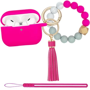 Compatible with Airpods Pro 2nd Generation Case Cover 2022, Soft Silicone Protective Cover with Bracelet Keychain for Apple Airpods Pro 2 Case for Women (Hot Pink) Compatible with Airpods Pro 2nd Generation Case Cover 2022, Soft Silicone Protective Cover with Bracelet Keychain for Apple Airpods Pro 2 Case for Women (Hot Pink)