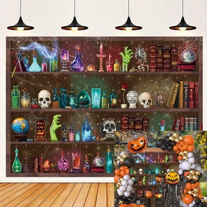 Halloween Magic Potion Shelf Backdrop Bookshelf Spooky Witch Skulls Background Halloween Party Wizard Gothic Themed School Decorations Photo Booth Props (8x6FT) Halloween Magic Potion Shelf Backdrop Bookshelf Spooky Witch Skulls Background Halloween Party Wizard Gothic Themed School Decorations Photo Booth Props (8x6FT)