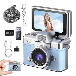 Mini Keychain Camera HD Video Ultra-Compact Retro Digital Camera with 32GB SD Card USB Card Reader Adapter Portable Tiny Camera for Travel, Study, Daily Vlogging (Blue) Mini Keychain Camera HD Video Ultra-Compact Retro Digital Camera with 32GB SD Card USB Card Reader Adapter Portable Tiny Camera for Travel, Study, Daily Vlogging (Blue)